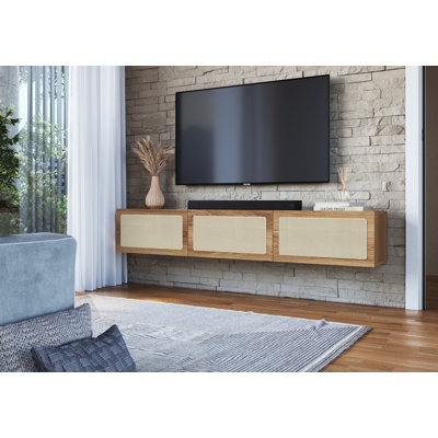 Oak rattan tv unit sales